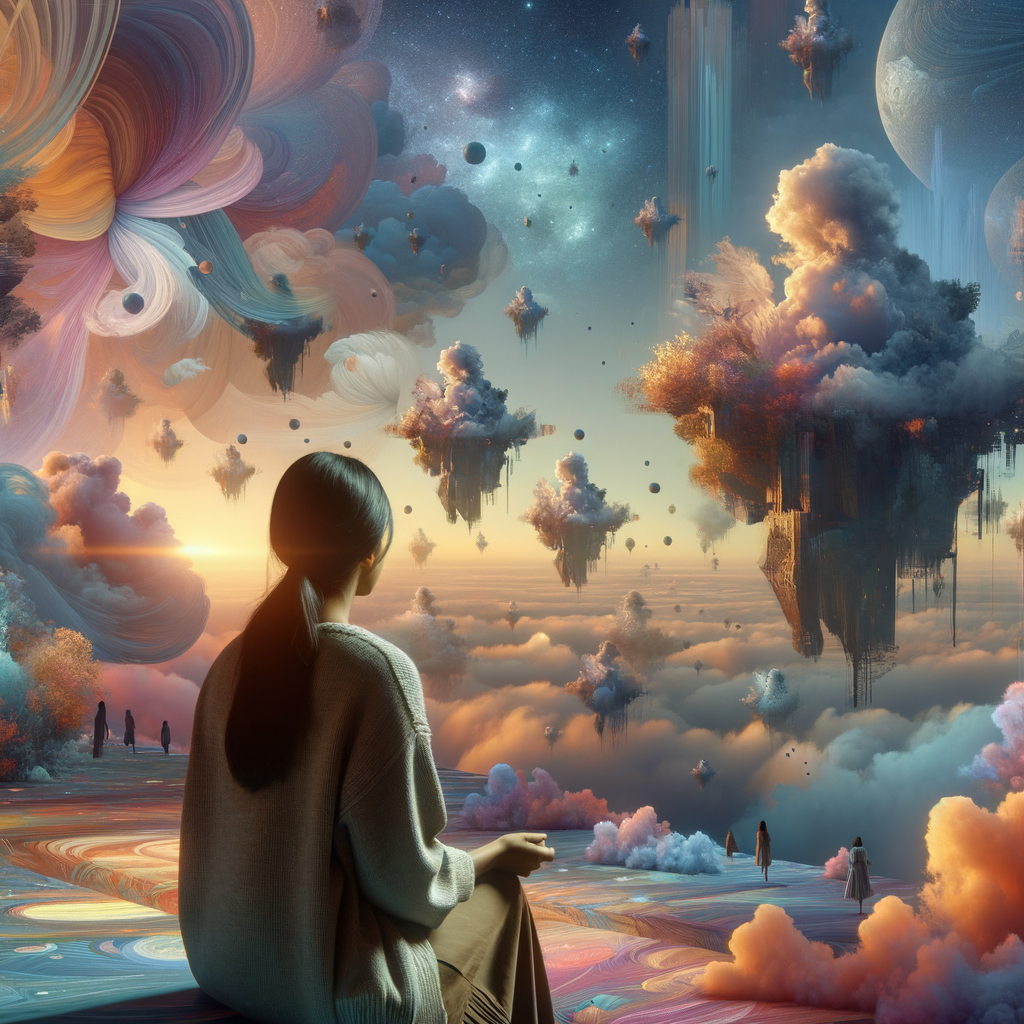 Surreal floating islands with impossible architecture